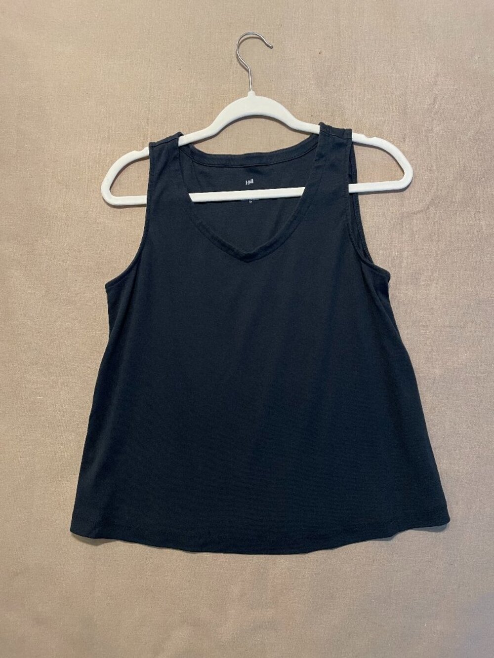 J. Jill Pima Rounded V-Neck Tank Size Large Petite Black Cotton Day to Night